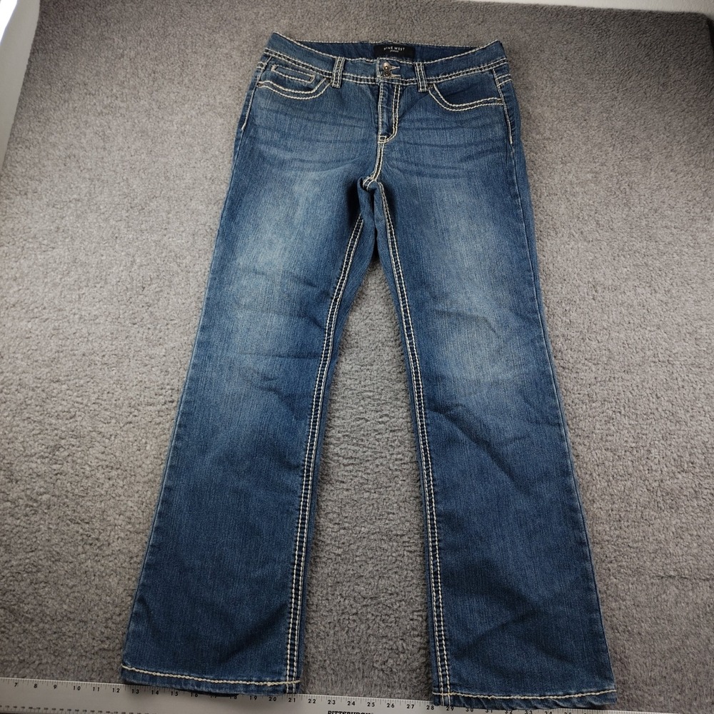 Nine West Missy Jeans Womens 10 Blue Bootcut Embroider Rhinestone Embellished - Picture 2 of 8